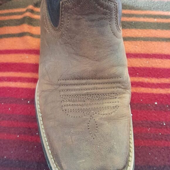 š¤ Ariat Purpleāand Brown Leather Square Toe Cowboy Boots Size 4.5 - Picture 8 of 9